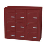 Bloc collectif Leabox  3x3  grade 3  simple face  extérieur  fixation murale  rouge brun ral 3011 finition brillante