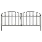 vidaXL Portillon double porte avec dessus arqué Acier 400x150 cm Noir