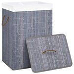 vidaXL Panier à linge avec 2 sections bambou gris 72 L