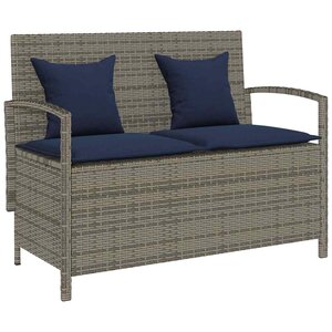 VidaXL Banc de rangement de jardin avec coussin gris résine tressée