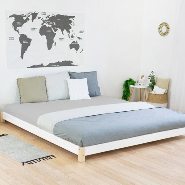 Lit double TATAMI 160 x 200 naturel et blanc