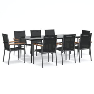 vidaXL Ensemble à manger de jardin 9 Pièces noir textilène et acier
