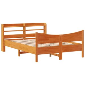 vidaXL Cadre de lit et tête de lit cire marron 140x200 cm bois de pin