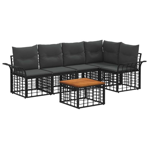 vidaXL Ensemble de canapés d'extérieur 6 Pièces Noir et Gris foncé