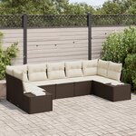 vidaXL Ensemble de canapé de jardin 7 pièces avec coussins Marron Poly Rotin