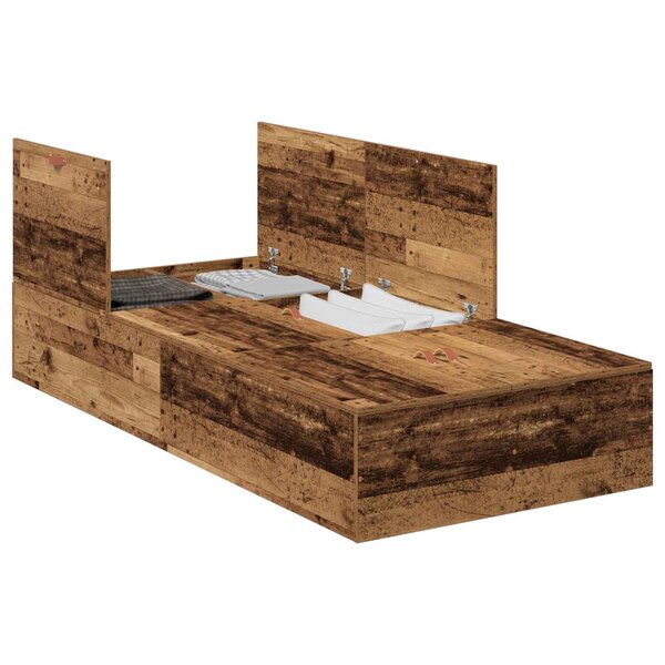 vidaXL Cadre de lit avec rangement Bois Ancien 70 x 190 cm