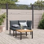 vidaXL Salon de jardin 2 Pièces avec coussins noir aluminium
