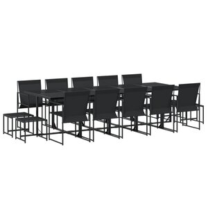 vidaXL Ensemble à manger de jardin 15 Pièces noir textilène