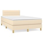 vidaXL Sommier à lattes de lit matelas et LED crème 120x190 cm tissu