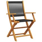 vidaXL Chaises de jardin pliantes lot de 4 noir bois d'acacia massif