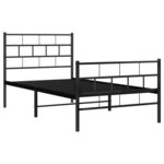 vidaXL Cadre de lit métal sans matelas avec pied de lit noir 90x200 cm