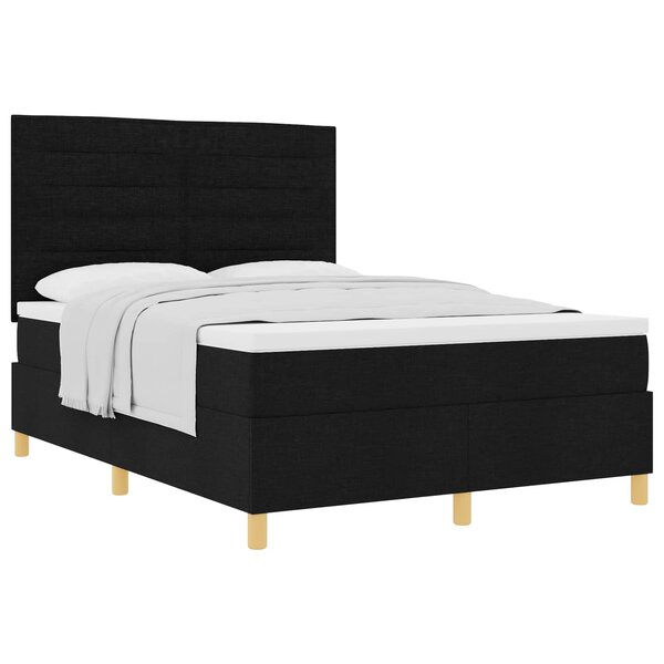 vidaXL Lit à ressorts avec matelas Noir 140 x 200 cm tissu