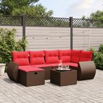 vidaXL Salon de jardin avec coussins 7 Pièces marron résine tressée