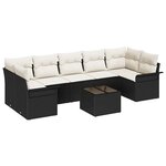 vidaXL Ensemble de canapé de jardin 8 Pièces Noir  Crème 55 x 55 x 37 cm