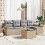 vidaXL Ensemble de canapé de jardin 6 Pièces Beige Poly rotin