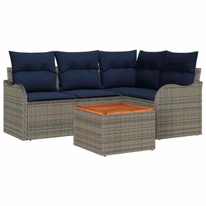 vidaXL Ensemble de canapé de jardin 5 Pièces Gris Poly rotin