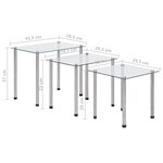 vidaXL Tables gigognes 3 Pièces Transparent Verre trempé