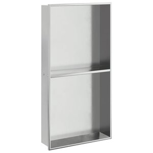 vidaXL Niche de douche argenté brossé 32x62x9 cm acier inoxydable
