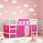 vidaXL Lit mezzanine enfants avec rideaux sans matelas rose 90x200cm
