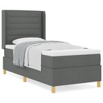 Lit Box Spring avec Matelas Gris Foncé 90x200 cm en Tissu