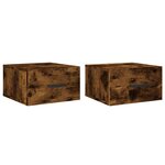 vidaXL Tables de chevet murales 2 Pièces chêne fumé 35x35x20 cm