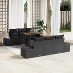 vidaXL Ensemble de canapé de jardin 7 Pièces Noir Poly rotin