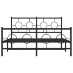 vidaXL Cadre de lit métal avec tête de lit/pied de lit noir 135x190 cm