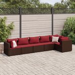 vidaXL Salon de jardin 6 Pièces avec coussins Marron Résine tressée
