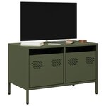 vidaXL Meuble TV vert olive 68x39x43 5 cm acier laminé à froid