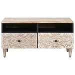 vidaXL Table basse Blanc 80 x 54 x 40 cm Bois de mangue massif