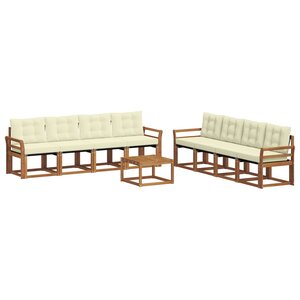 vidaXL Ensemble de canapés d'extérieur 9 pc Naturel et Crème