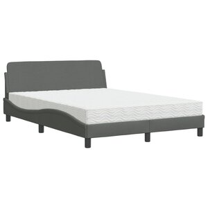 vidaXL Lit avec matelas Dover gris foncé 120x200 cm tissu