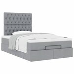 vidaXL Cadre de lit ottoman et matelas gris clair 120x200 cm tissu