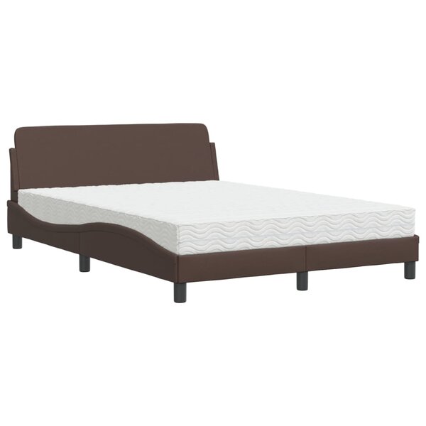 vidaXL Lit avec matelas marron 120x200 cm similicuir