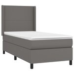 vidaXL Sommier à lattes de lit matelas LED Gris 90x190 cm Similicuir