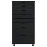 vidaXL Armoire roulante avec tiroirs MOSS noir bois de pin solide