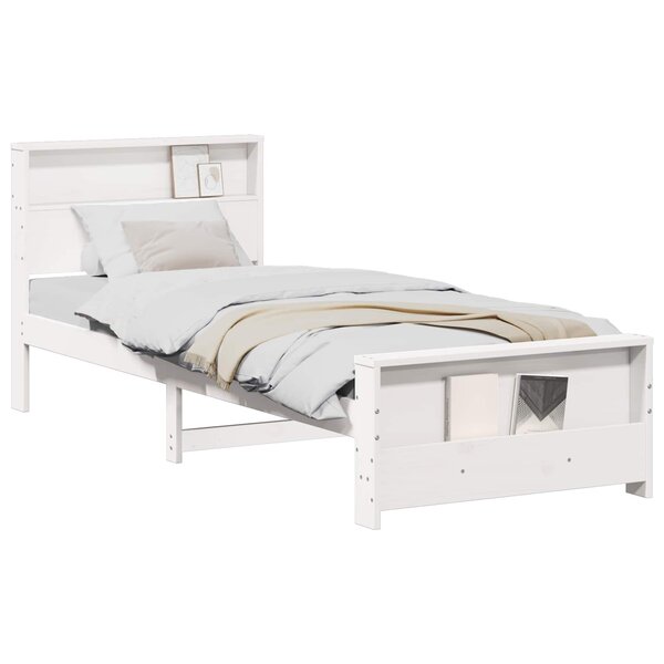 vidaXL Cadre de lit Blanc 90 x 190 cm Bois d'ingénierie
