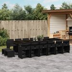 vidaXL Ensemble à manger de jardin 17 Pièces coussins noir résine tressée