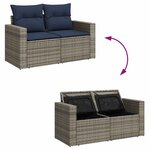 vidaXL Salon de jardin 8 Pièces avec coussins gris résine tressée
