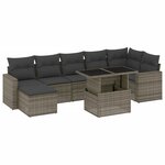 vidaXL Salon de jardin 8 Pièces avec coussins gris résine tressée