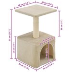 vidaXL Arbre à chat avec griffoirs en sisal 55 cm Beige
