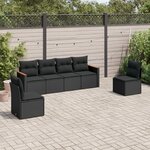 vidaXL Salon de jardin 6 Pièces avec coussins noir résine tressée