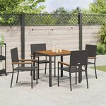 Ensemble de salle à manger de jardin vidaXL 5 pièces Rotin noir