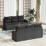 vidaXL Ensemble de canapé de jardin 7 Pièces Noir Poly rotin