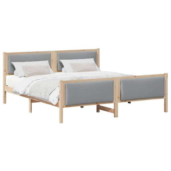 vidaXL Cadre de lit avec tête de lit Gris clair 200 x 200 cm tissu