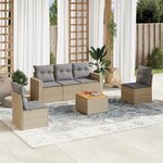 vidaXL Salon de jardin avec coussins 6 Pièces beige résine tressée