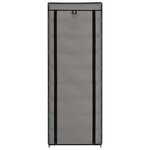 vidaXL Armoire à chaussures avec housse Gris 57x29x162 cm Tissu