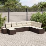 vidaXL Ensemble de canapé de jardin avec coussin 8 Pièces Marron et crème