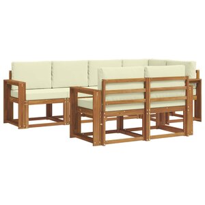 vidaXL Ensemble de canapés d'extérieur 7 pc Naturel et Crème
