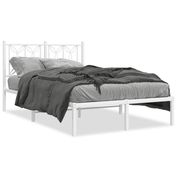 vidaXL Cadre de lit métal sans matelas et tête de lit blanc 120x190 cm